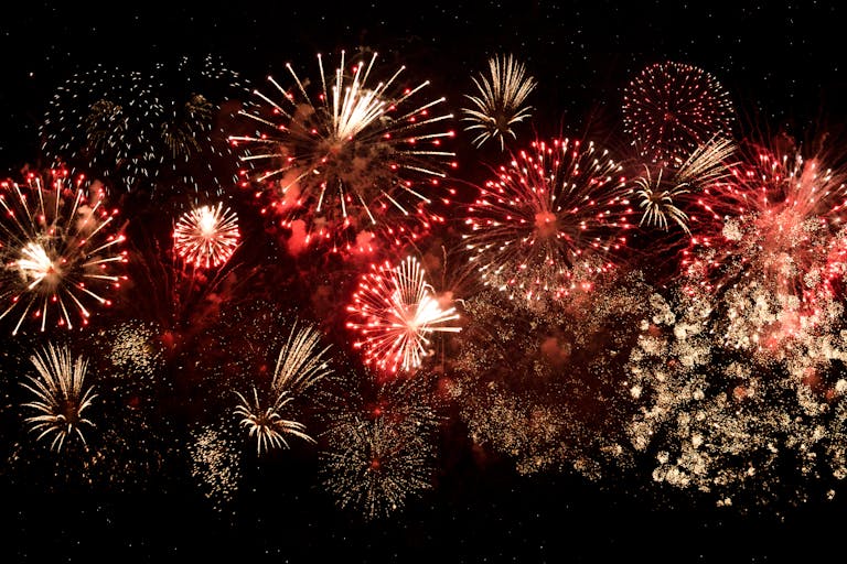 Vibrant fireworks light up the night sky for celebration